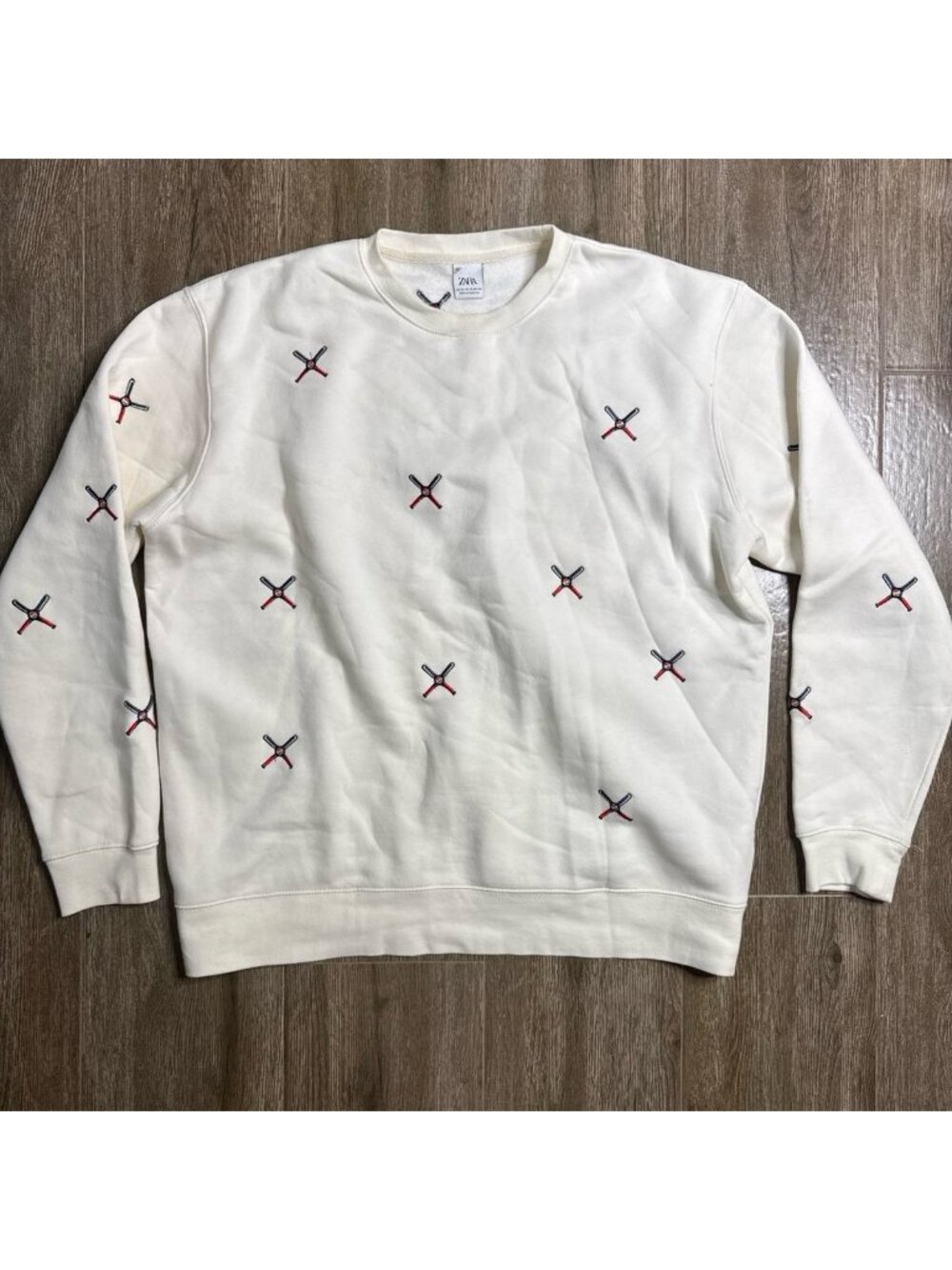 Zara Embroidered Baseball Sweatshirt Men's XL